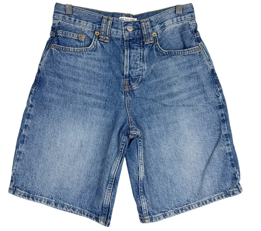 Free People We The Free Montana Bermuda Denim Shorts Jorts Baggy $78 - 24